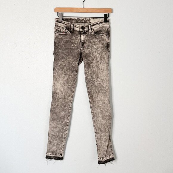 Diesel Skinzee Low-C Super Slim Skinny Low Waist Gray Bleach Jeans 25 - Picture 1 of 4